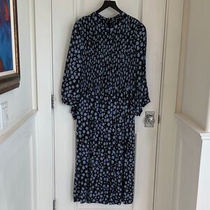 Whistles Black and Blue Long Sleeve Dress